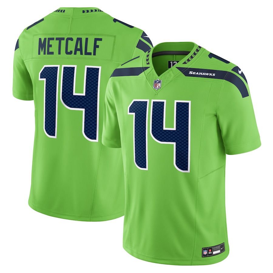 Men Seattle Seahawks #14 DK Metcalf Nike Neon Green Vapor F.U.S.E. Limited NFL Jersey